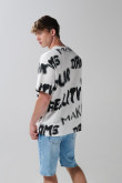 Camiseta oversize con unicolor manga corta con textos