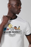 Camiseta de Plaza Sésamo crema manga corta con contrastes