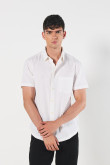 Camisa con cuello sport collar unicolor y botones