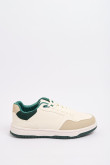 Tenis cremas casuales con suelas planas y contrastes
