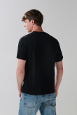 Camiseta manga corta negra en algodón college