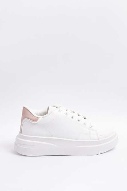 Tenis unicolores de plataforma con talones en contraste