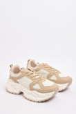 Tenis de plataforma unicolores con cortes y cordones