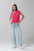 Camiseta unicolor manga corta con estampado de Snoopy