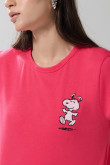 Camiseta unicolor manga corta con estampado de Snoopy