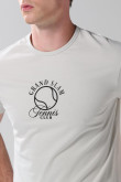 Camiseta college deportiva kaki con manga corta