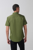 Camisa unicolor en algodón con cuello button down