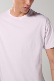 Camiseta manga corta unicolor y cuello redondo en algodón