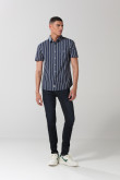 Camisa unicolor a rayas manga corta con botones