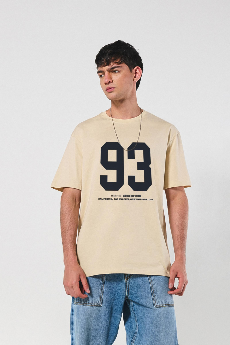 Camiseta college numérica oversize unicolor manga corta
