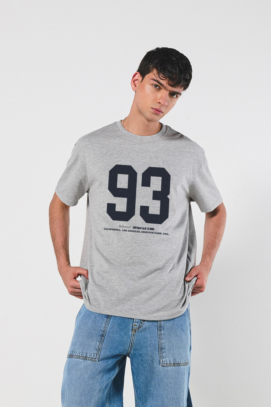 Camiseta college numérica oversize unicolor manga corta