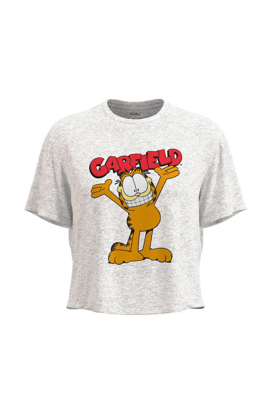 Camiseta unicolor crop top con diseño de Garfield