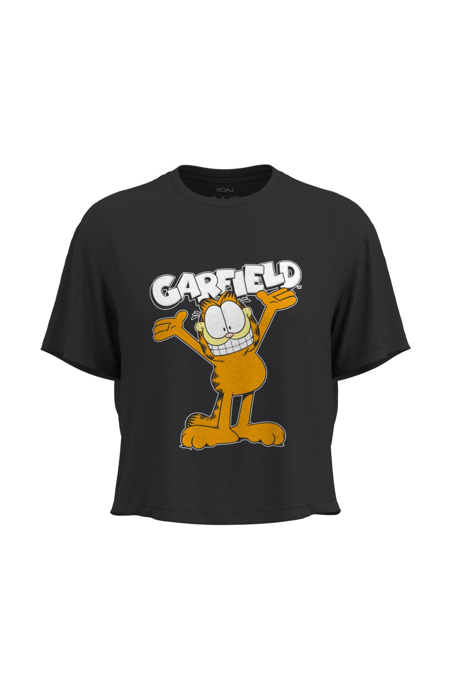 Camiseta unicolor crop top con diseño de Garfield