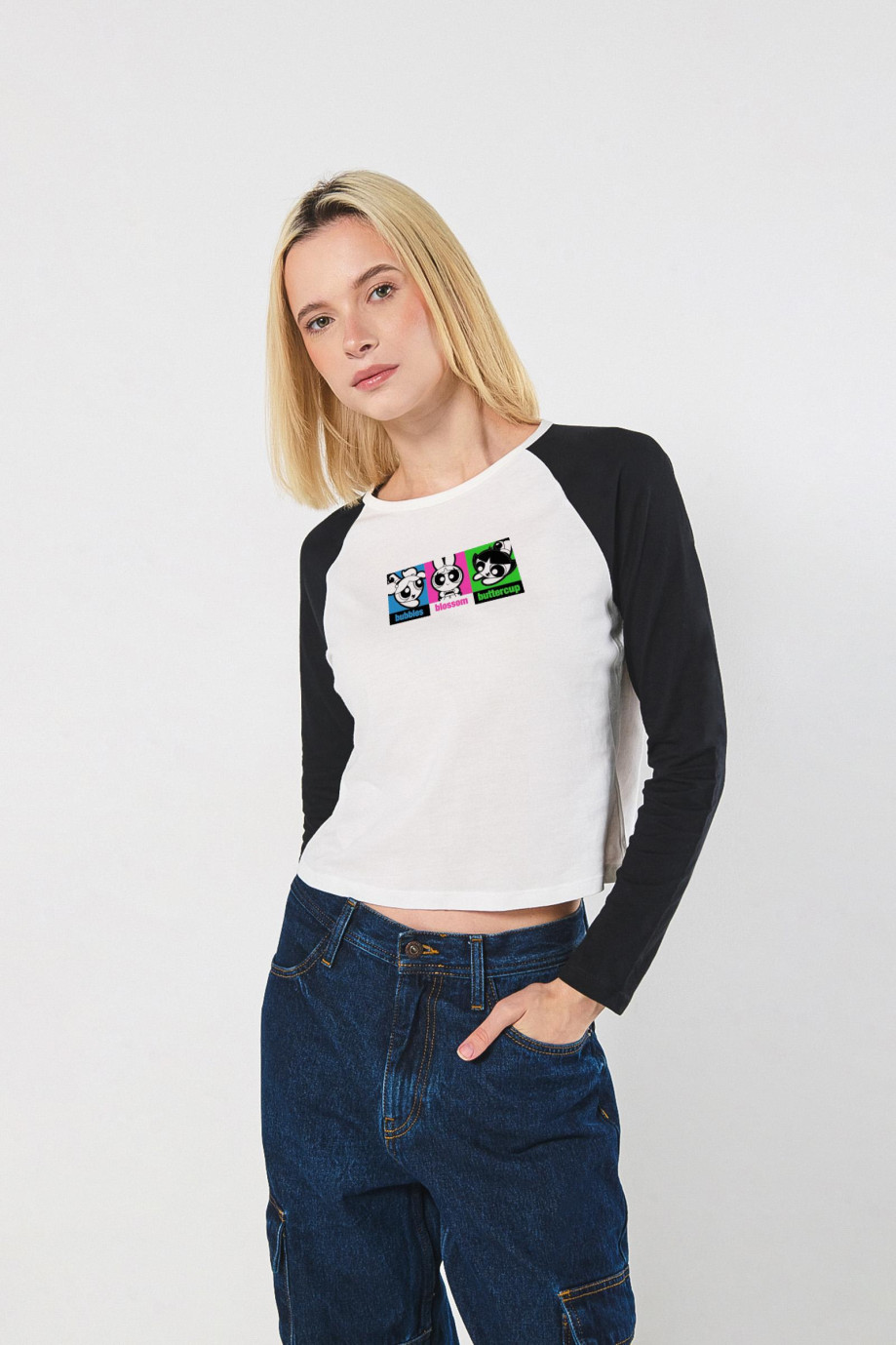 Camiseta manga ranglan unicolor de Chicas Superpoderosas