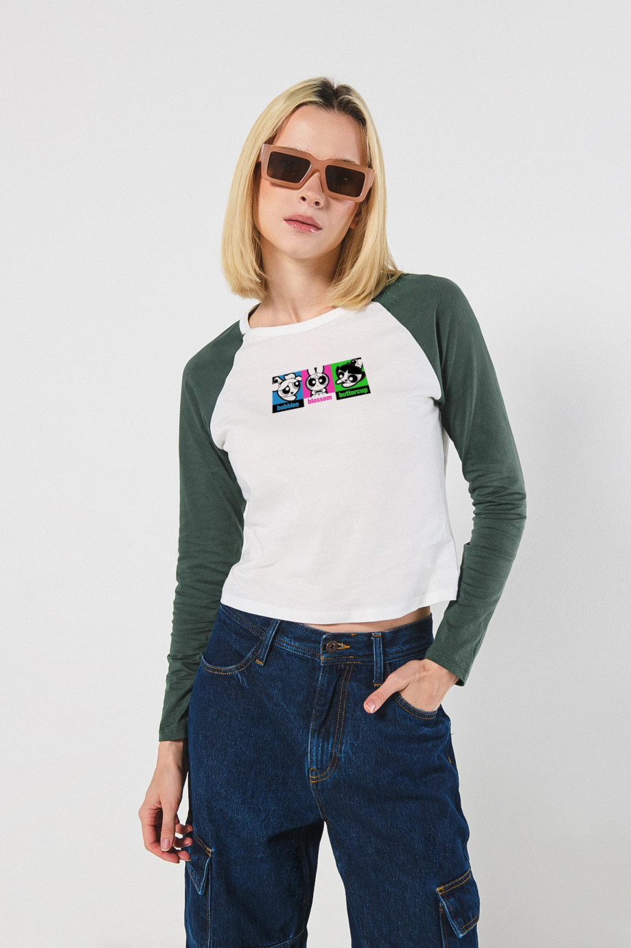 Camiseta manga ranglan unicolor de Chicas Superpoderosas