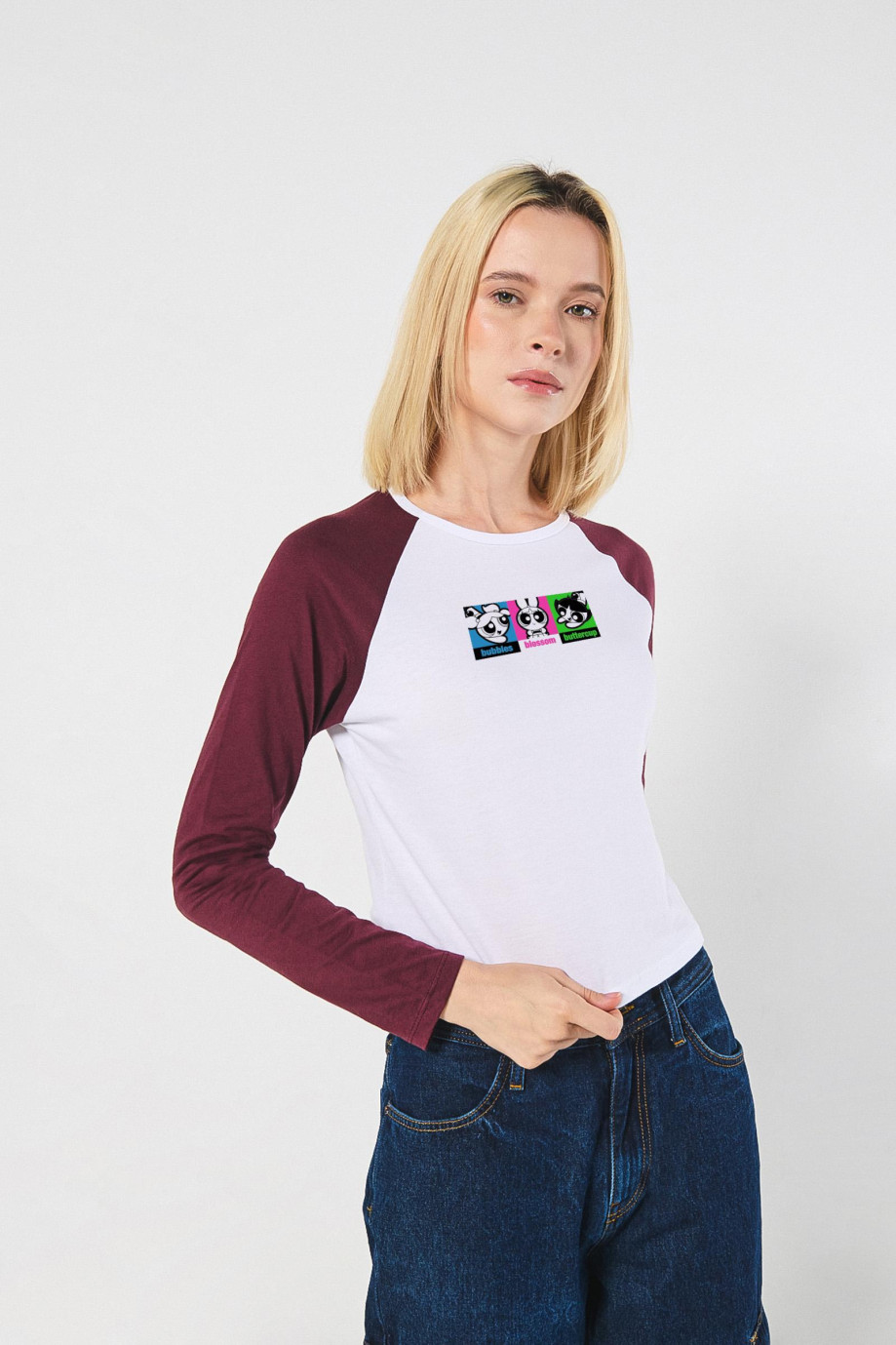Camiseta manga ranglan unicolor de Chicas Superpoderosas