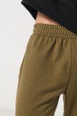 Pantalón jogger unicolor con elástico en bota y bolsillos
