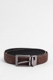 Cinturón café reversible con hebilla cuadrada metálica