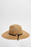 Sombrero fedora kaki oscuro con lazo decorativo negro