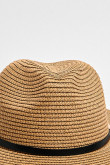 Sombrero fedora kaki oscuro con lazo decorativo negro