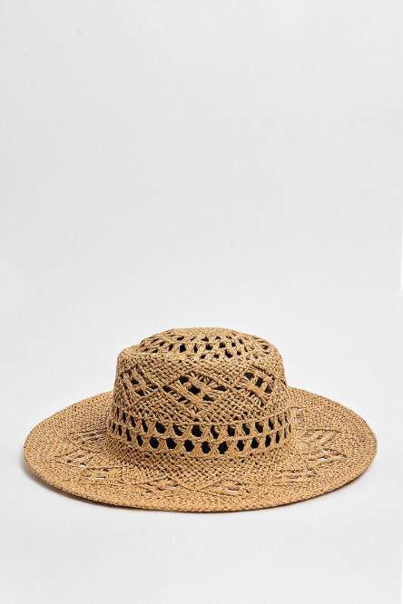 Sombrero Panamá kaki oscuro en tejido abierto