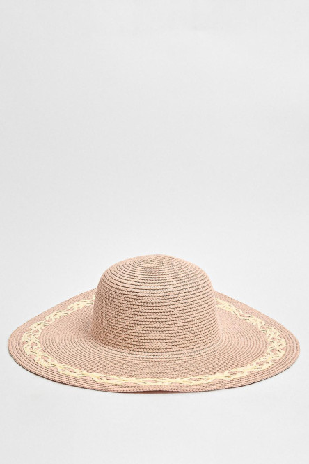 Sombrero unicolor con ala ancha y trenzado decorativo