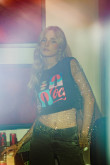 Camiseta manga sisa negra con estampado de Coca-Cola