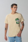 Camiseta kaki clara cuello redondo con arte de Popeye