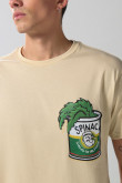 Camiseta kaki clara cuello redondo con arte de Popeye