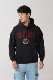 Buzo negro con capota y estampados de Harvard