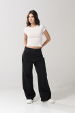 Jean tiro medio baggy gris intenso con bota ancha