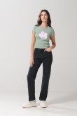 Jean tiro alto straight leg azul oscuro con bota recta