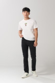 Jean gris intenso straight leg con bota recta y tiro bajo