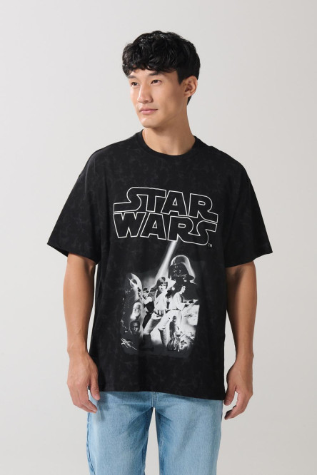 Camiseta oversize tie dye negra manga corta de Star Wars