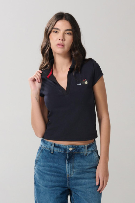 Camiseta polo azul intensa con diseño de Mafalda