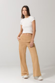 Pantalón jogger unicolor con bota recta y bolsillos
