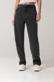 Jean bota recta 90´S gris oscuro con bolsillos y tiro alto