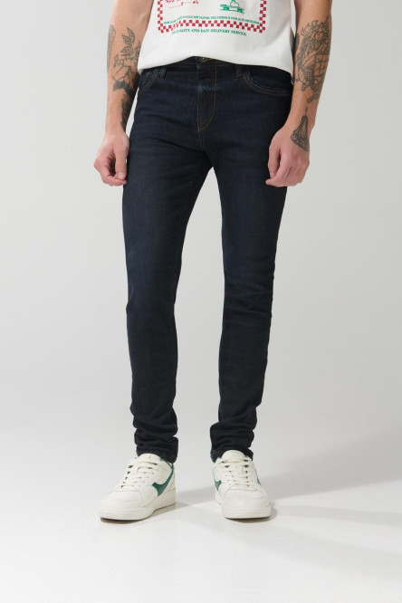 Jean tiro bajo skinny azul intenso ceñido con cremallera