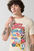Camiseta kaki clara del Pájaro Loco con cuello redondo