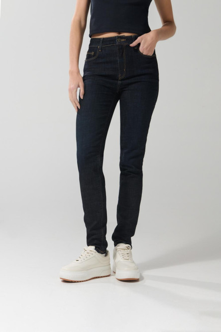Jean tiro alto jegging azul ceñido con tiro súper alto