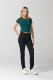 Jean tiro alto jegging ceñido azul intenso con bolsillos