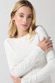Camiseta ajustada blanca con texturas y manga larga