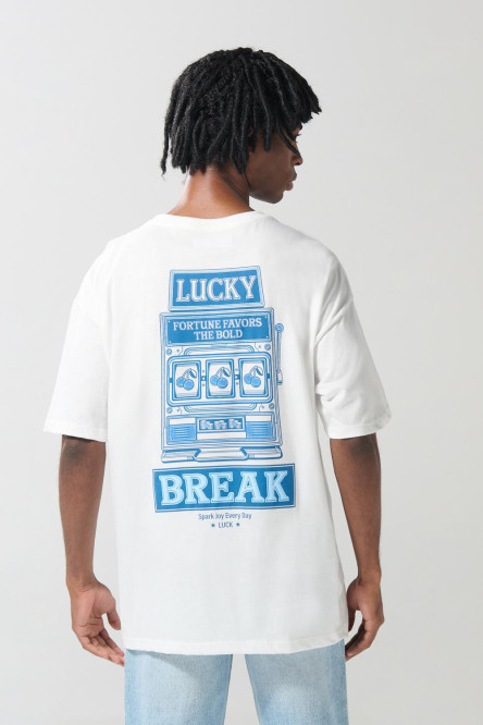 Camiseta unicolor oversize manga corta con diseños vintage