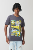 Camiseta gris intensa cuello redondo de Bob Esponja