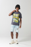 Camiseta gris intensa cuello redondo de Bob Esponja