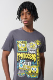 Camiseta gris intensa cuello redondo de Bob Esponja