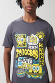 Camiseta gris intensa cuello redondo de Bob Esponja