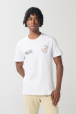Camiseta ajustada manga corta unicolor con arte college