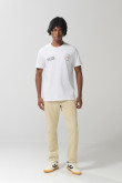 Camiseta ajustada manga corta unicolor con arte college