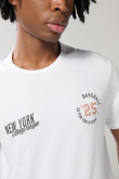 Camiseta ajustada manga corta unicolor con arte college